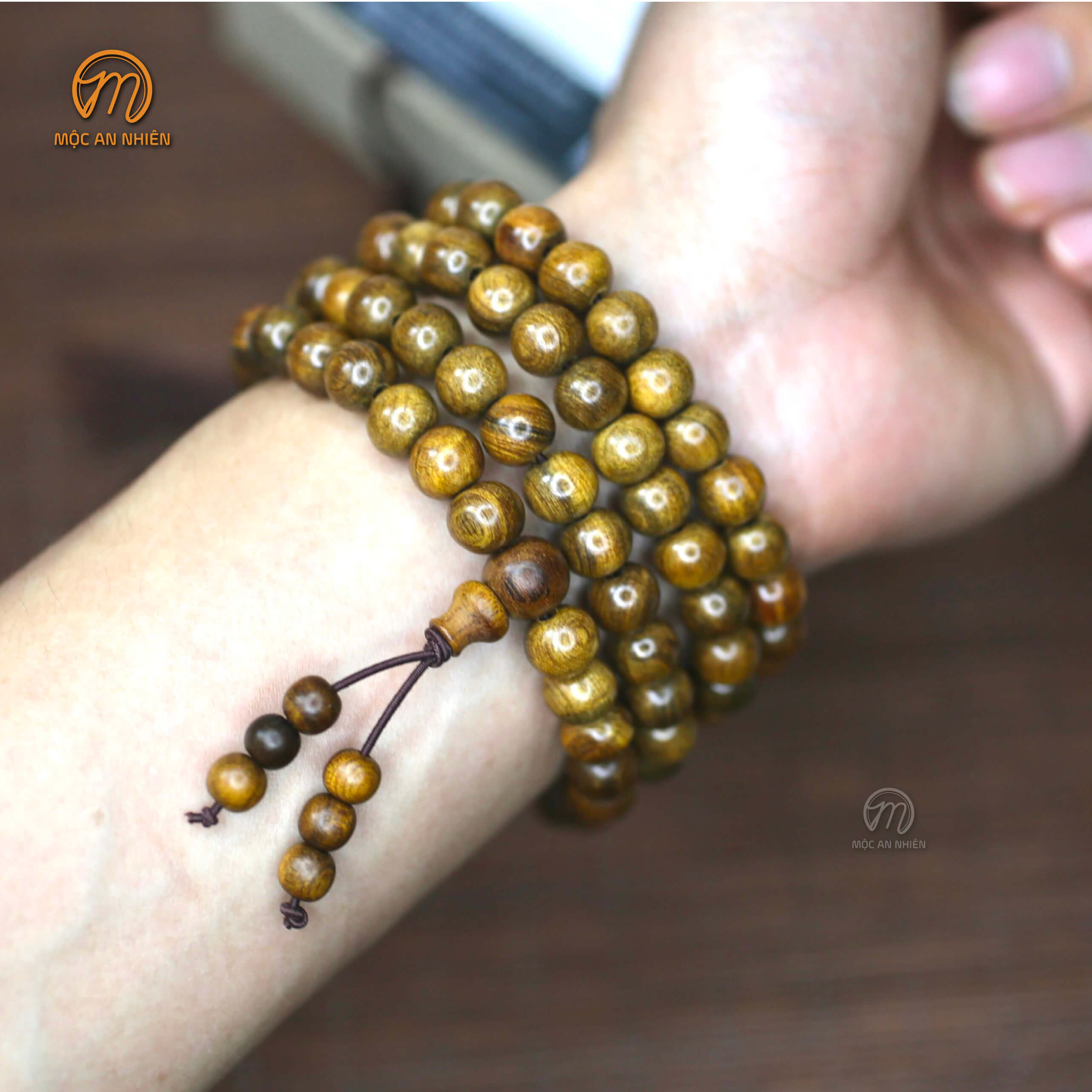 Vòng tay gỗ Bách Xanh chuỗi tràng 108 hạt vòng tay gỗ thơm