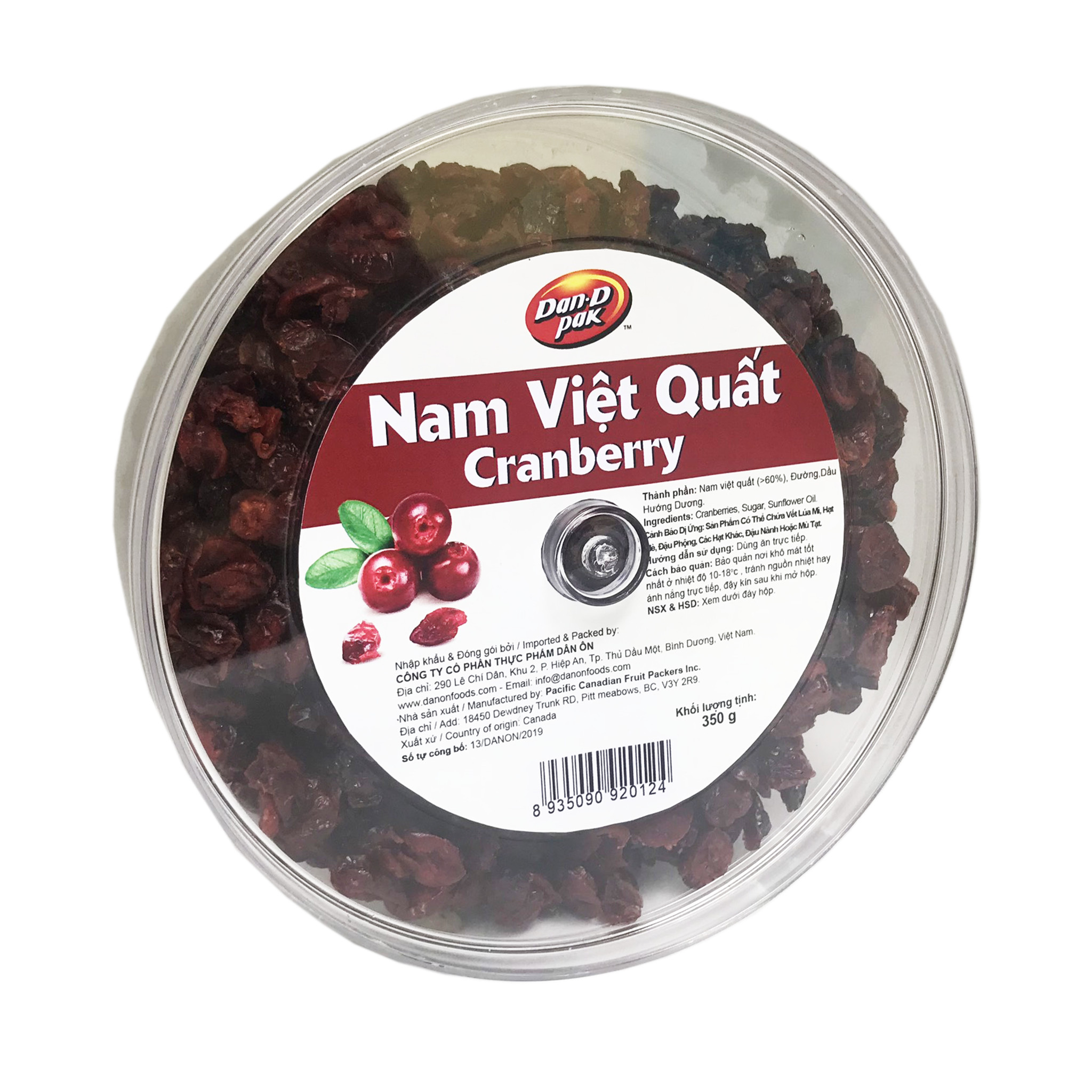 Nam Việt Quất Canada Dan D Pak 350gr