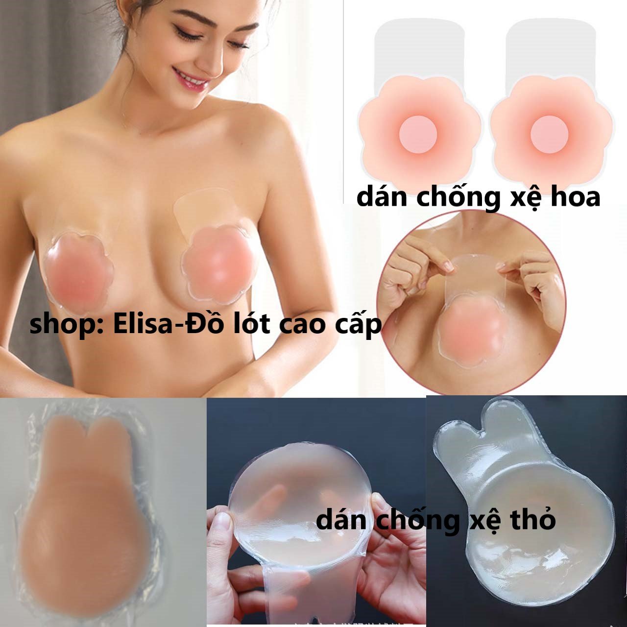 Lẻ 2 miếng dán ti silicon 2 trong 1 có dán nâng ngực chống xệ