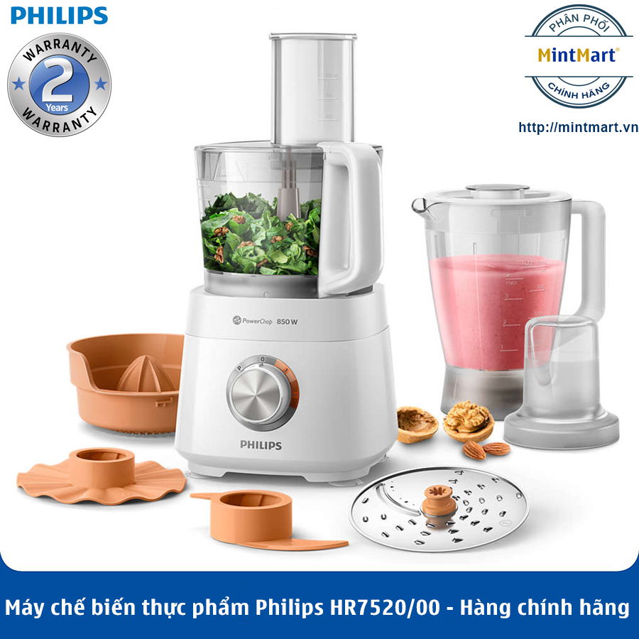 Máy chế biến thực phẩm Philips HR7520/00 - Hàng chính hãng - Bảo hành 2 năm toàn quốc