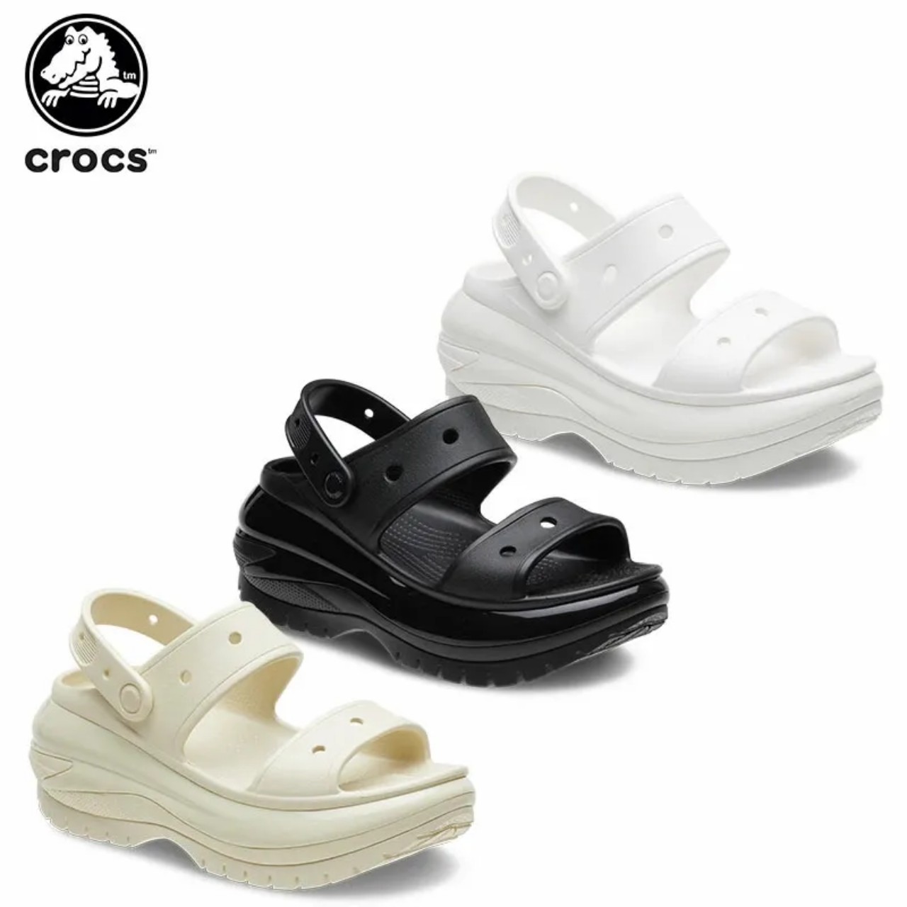DÉP SANDAL ĐẾ XUỒNG 8CM CHỐNG HÔI CHÂN CROCS MEGA CRUSH CHO NỮ