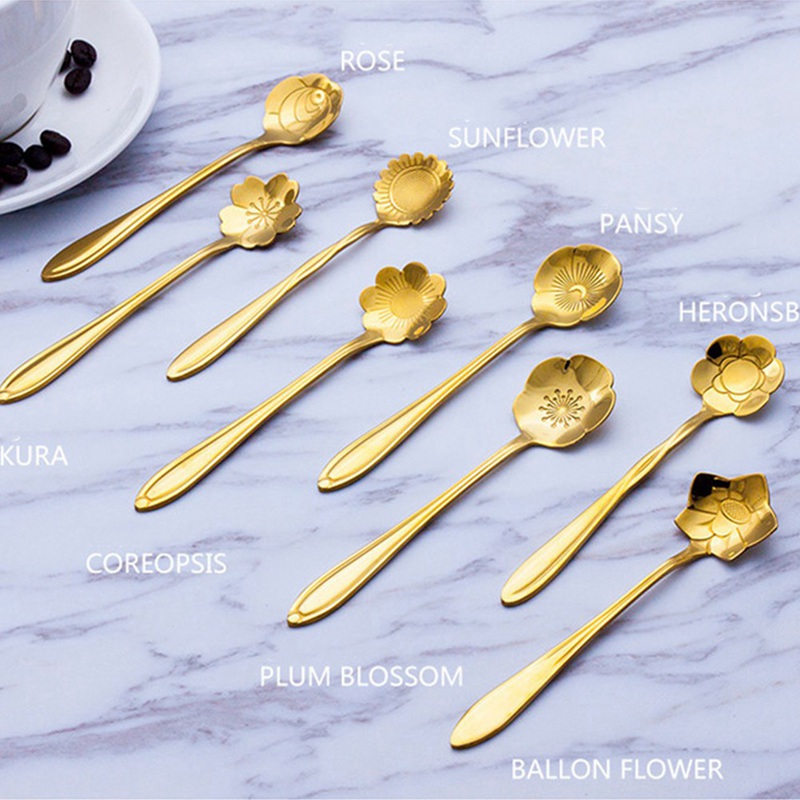 Set 8 thìa cà phê, pha trà mạ vàng siêu sang chảnh