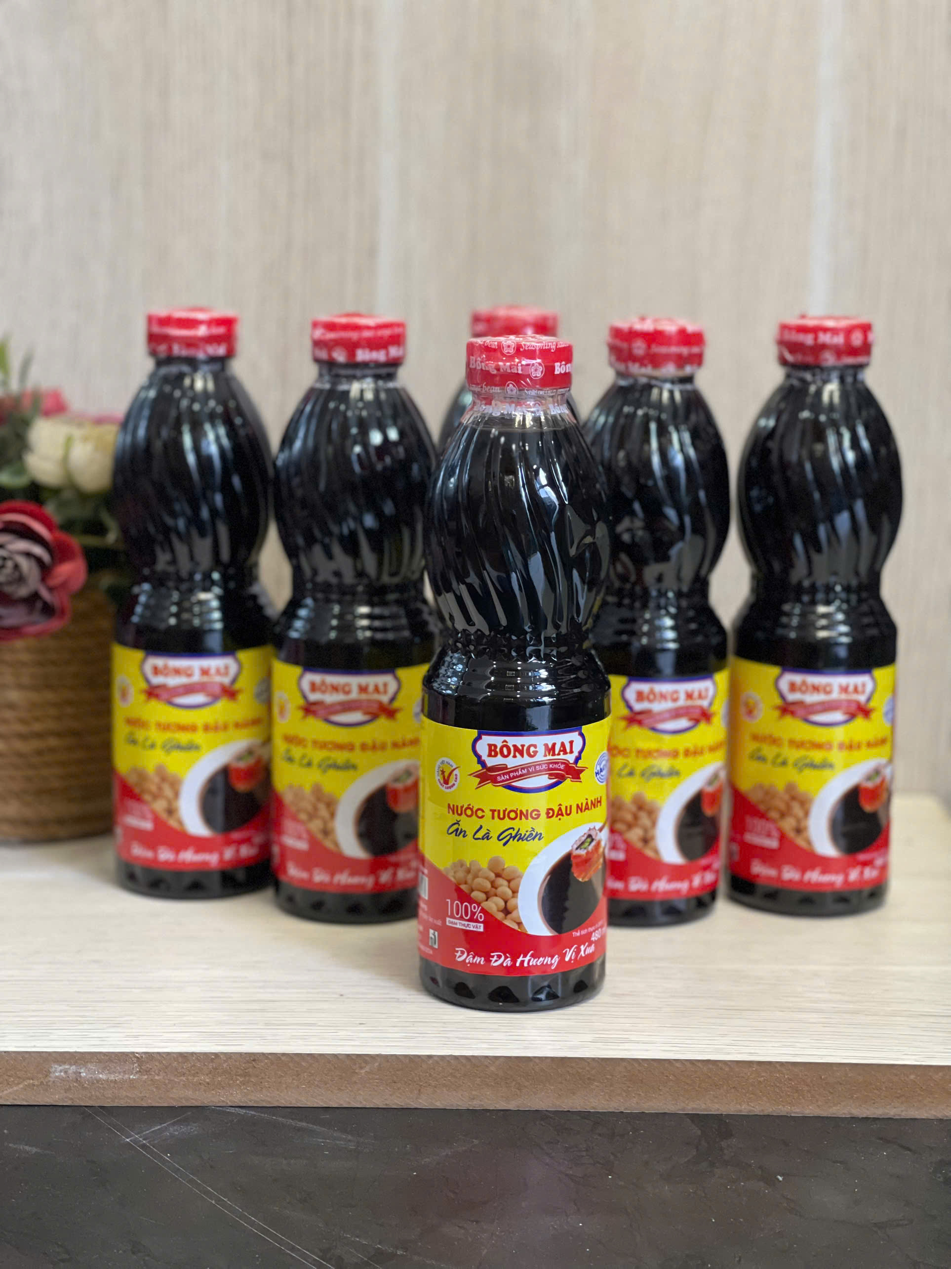 Combo 2 chai nước tương đậu nành Bông Mai 100% đạm thực vật mỗi chai 480ml thơm ngon , hương vị xưa ăn là ghiền