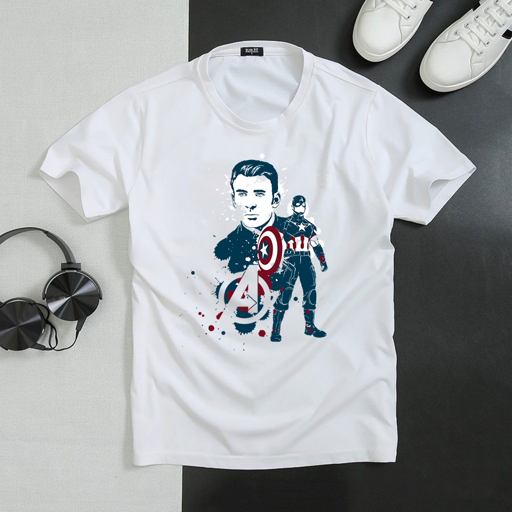 Mua 3 áo Miễn phí vận chuyển - Áo thun cộc tay Nam In Hình Đội Trưởng Mỹ 2 Kiểu dáng Hàn Quốc Cực Đẹp