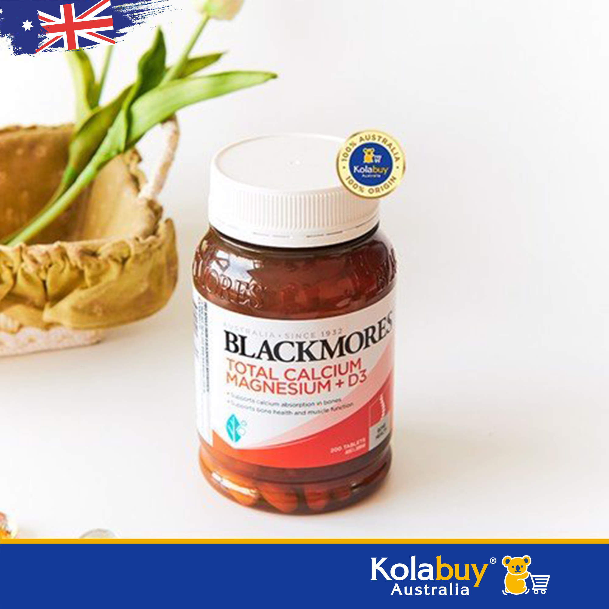 Viên uống hỗ trợ xương khớp của Úc Blackmores Total Calcium & Magnesium + D3 200 viên