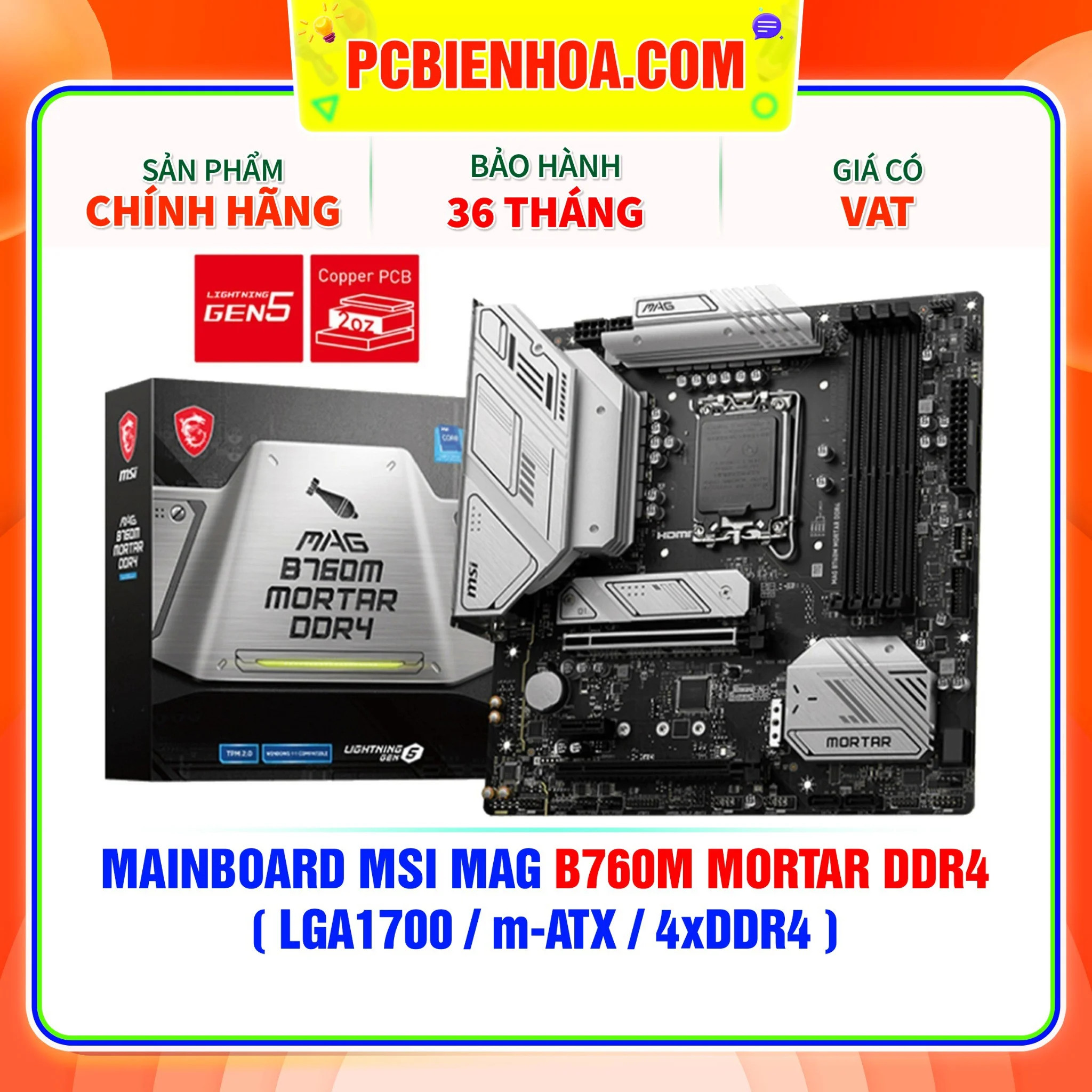 MAINBOARD MSI MAG B760M MORTAR DDR4  LGA1700 M-ATX 4XDDR4