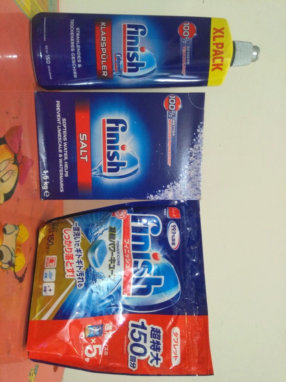 Combo Viên rửa bát finish 150 viên +Muối rửa chén finish 1.2kg+ Tặng que thử nước cứng