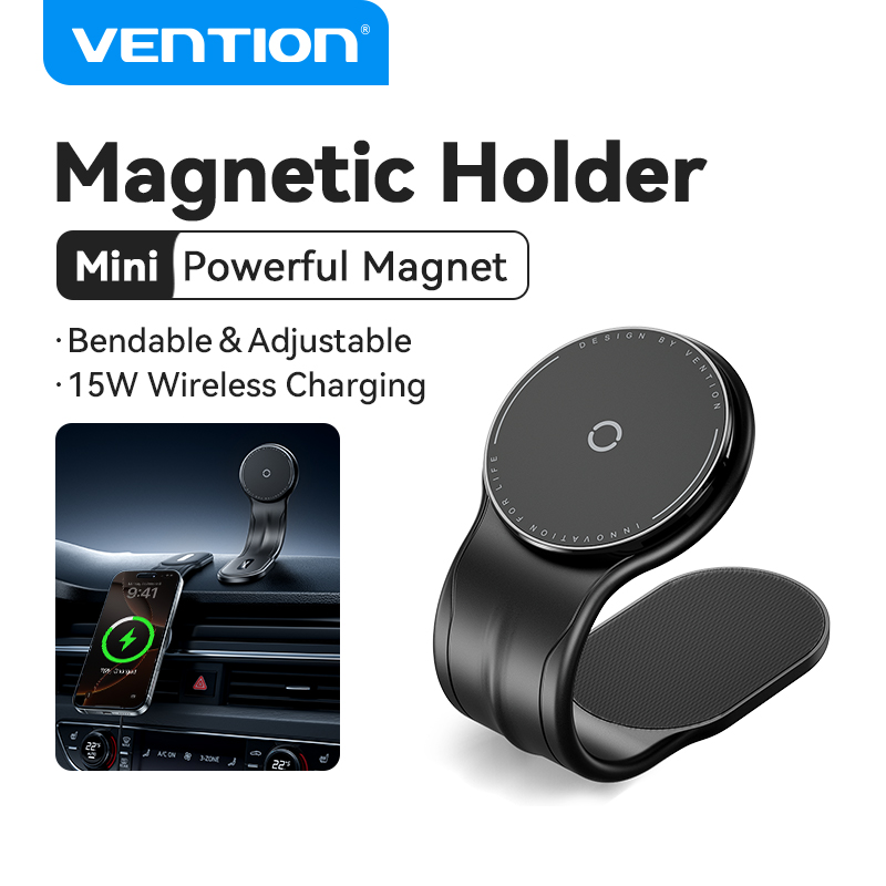  Vention Giá Đỡ Điện Thoại ô tô Từ Tính 15W Wireless Charger Car Phone Holder cho iPhone 16 15 14 13 Pro Max Samsung Xiaomi Huawei Cellphone Stand Car Handphone Mount 