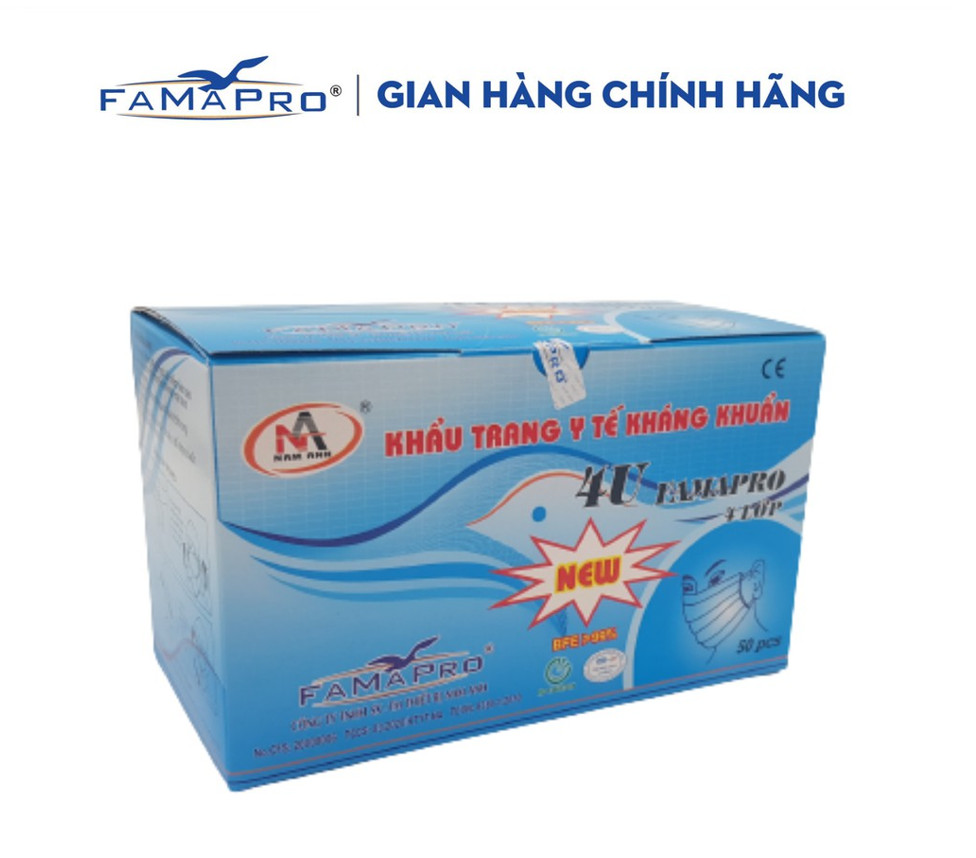 Khẩu trang y tế 4 lớp kháng khuẩn Famapro 4U - Hàng chính Hãng