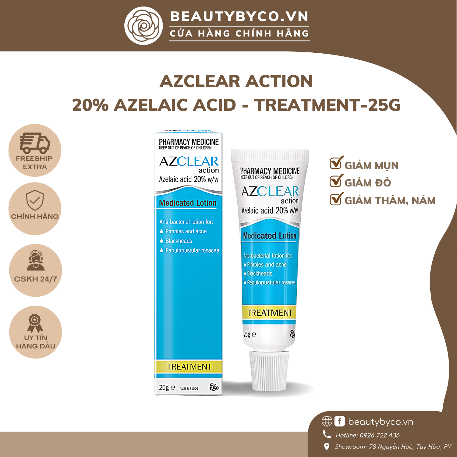 Kem bôi đa năng Azclear chấm nốt mụn, giảm thâm đen thâm đỏ tuýp 25g