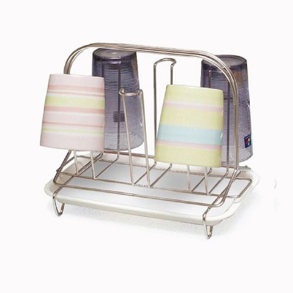 Giá úp ly cốc inox 25x16x21 cm, có khay hứng nước phía dưới