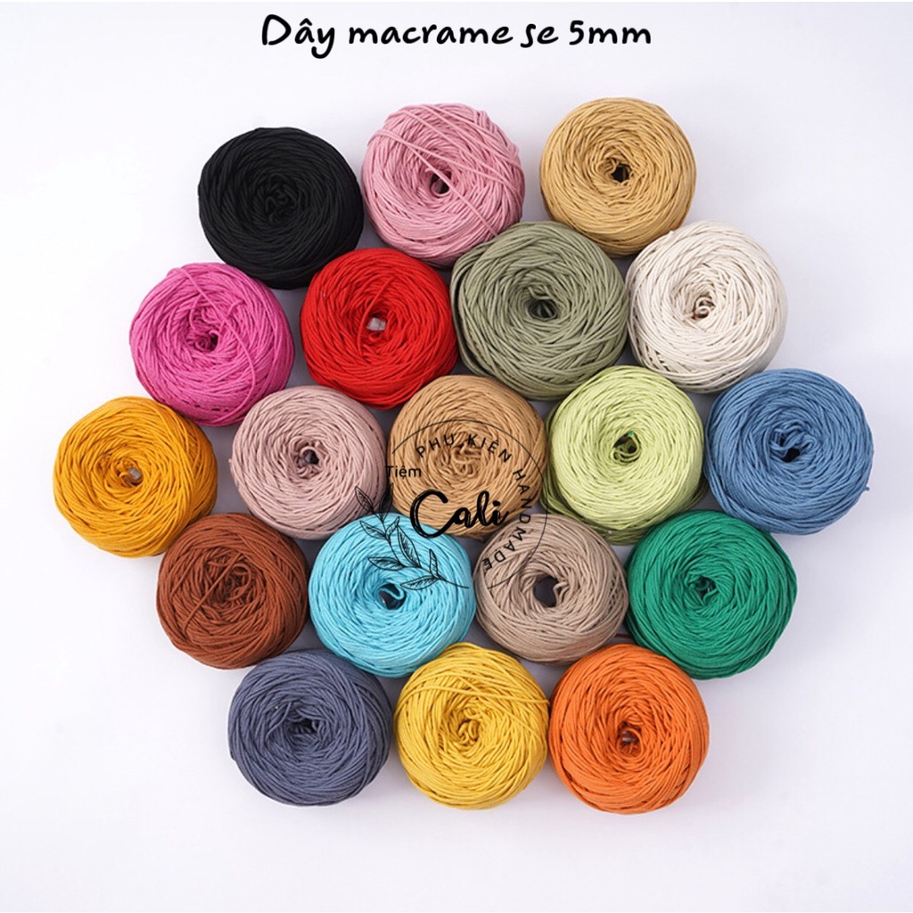 Dây thừng cotton màu size 5mm thắt macrame, trang trí, decor
