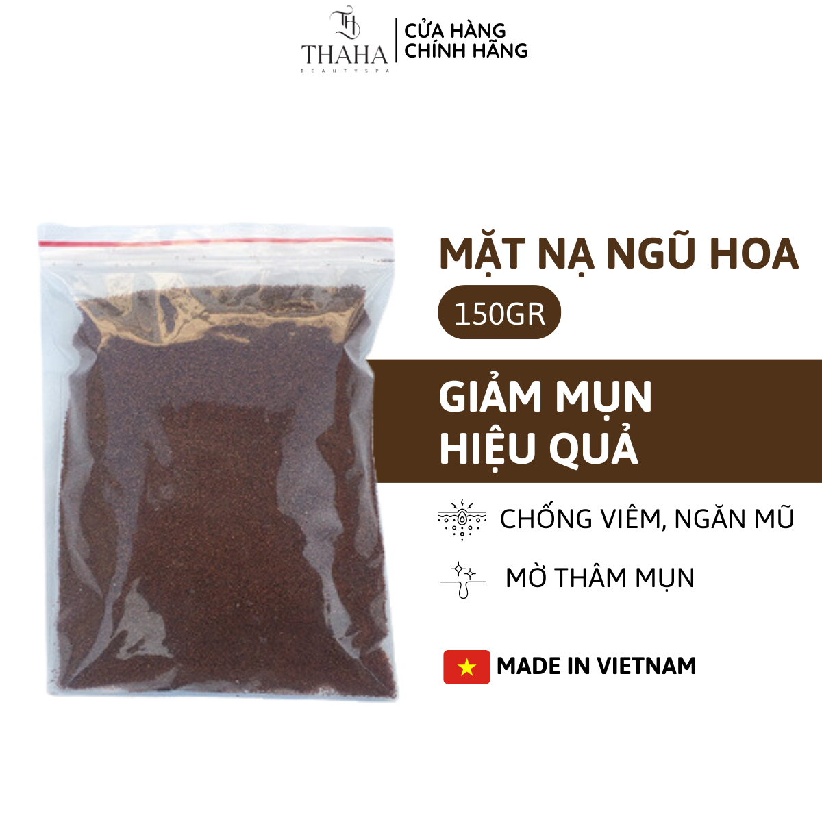 150 gram mặt nạ giảm mụn viêm, mụn đầu đen, mặt nạ ngũ hoa dưỡng trắng, dưỡng da, kiềm dầu, mờ vết thâm