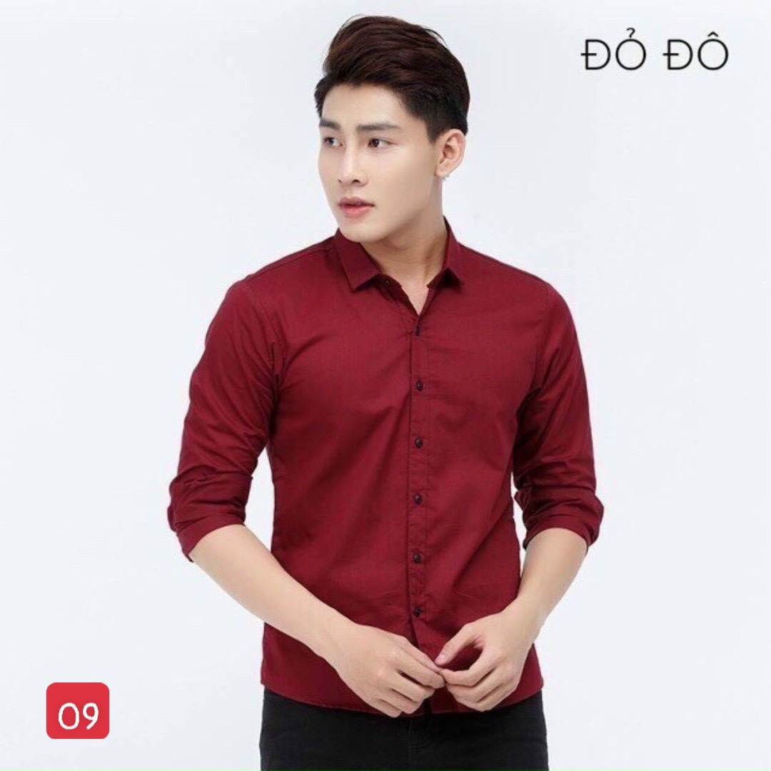 Áo sơmi nam màu đỏ chất kate lụa trơn thoáng mát - áo somi nam thời trang cao cấp mysuongshop03 ms09
