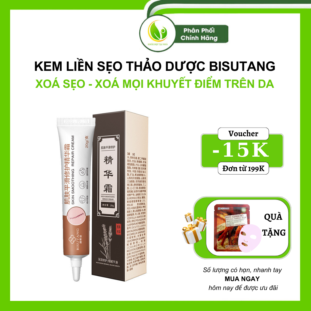 Kem liền sẹo BISUTANG - liền sẹo thảo dược BISUTANG Xoá sẹo, sẹo rỗ, sẹo thâm sẹo vết thương và xoá mọi khuyết điểm trên da