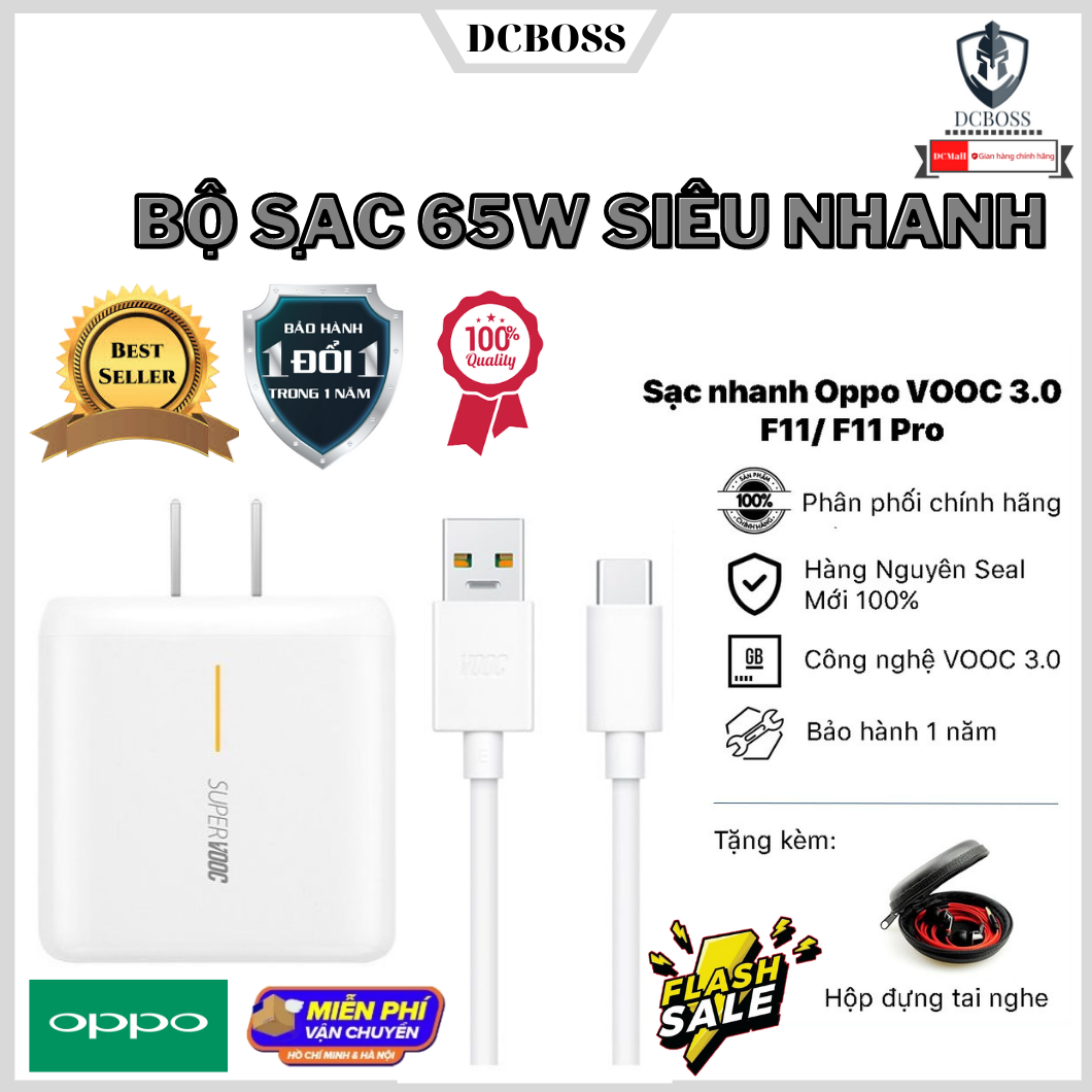 [HCM]Bộ Sạc Nhanh 65W Realme Oppo Mới Nhất sạc được cho cả các dòng androi OPPO Realme Xiaomi Samsung nhanh siêu tốc 30p đầy pin máy Oppo an toàn gấp 5 lần chống quá tải không nóng máy - bảo hành đổi mới 12 tháng