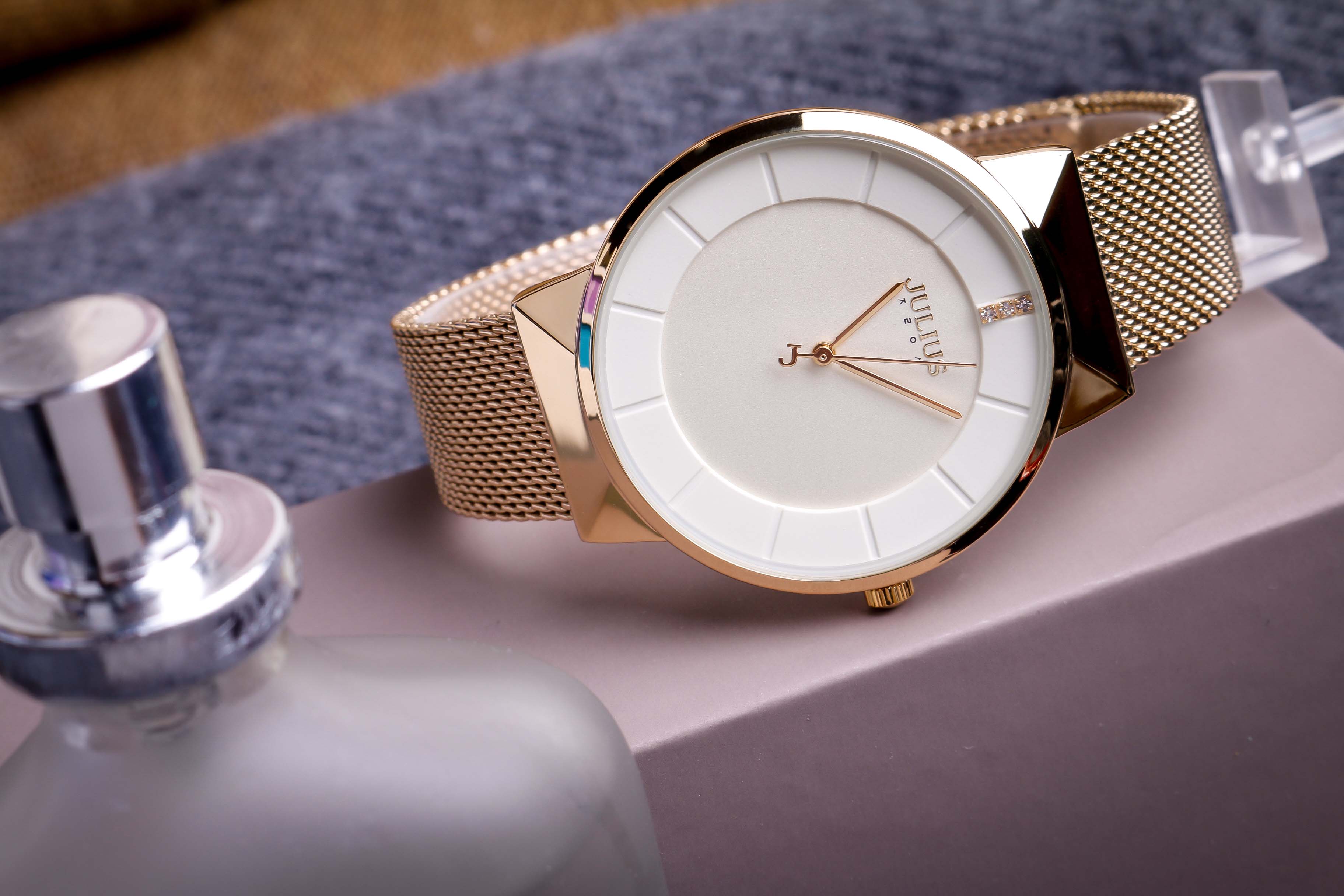 Đồng hồ nam Julius Hàn Quốc JA-1104MB dây thép (Vàng)