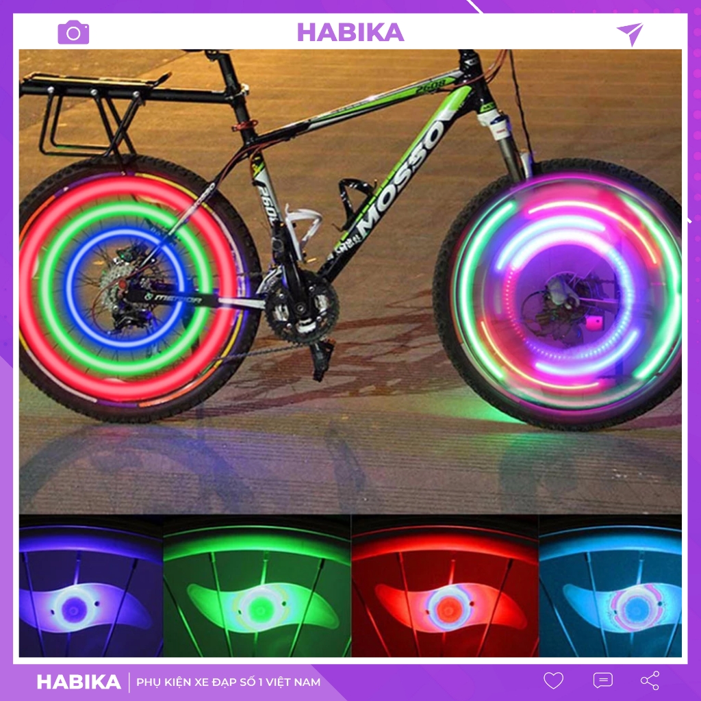 Đèn LED Gắn Bánh Xe Đạp Hình Cánh Quạt Chống Nước Nhiều Màu Sắc Hàng Loại 1 Full Hộp