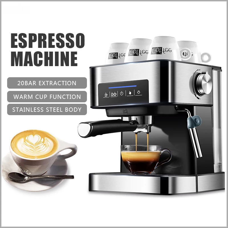 Máy pha cà phê Espresso chuẩn áp suất 20 bar, chế độ cốc đôi CM6863 tích hợp cảm ứng tiện lợi - Máy pha cà phê có ống làm nóng đánh sữa, màn hình cảm ứng thông minh, áp lực cao làm cà phê nồng đậm máy pha chế cà phê inox không gỉ