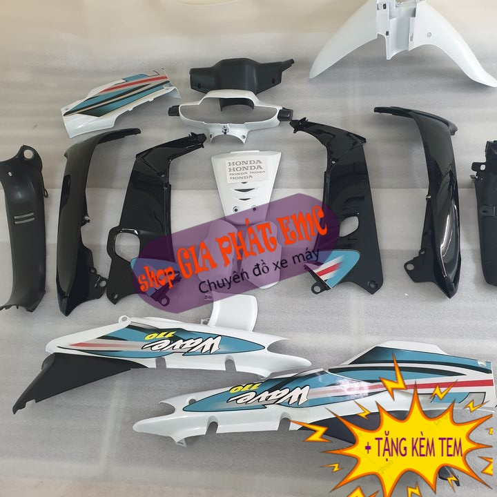 Dàn áo [ Tặng tem ] màu TRẮNG xe Wave ZX / Wave alpha / Wave Thái - nhựa nguyên sinh ABS