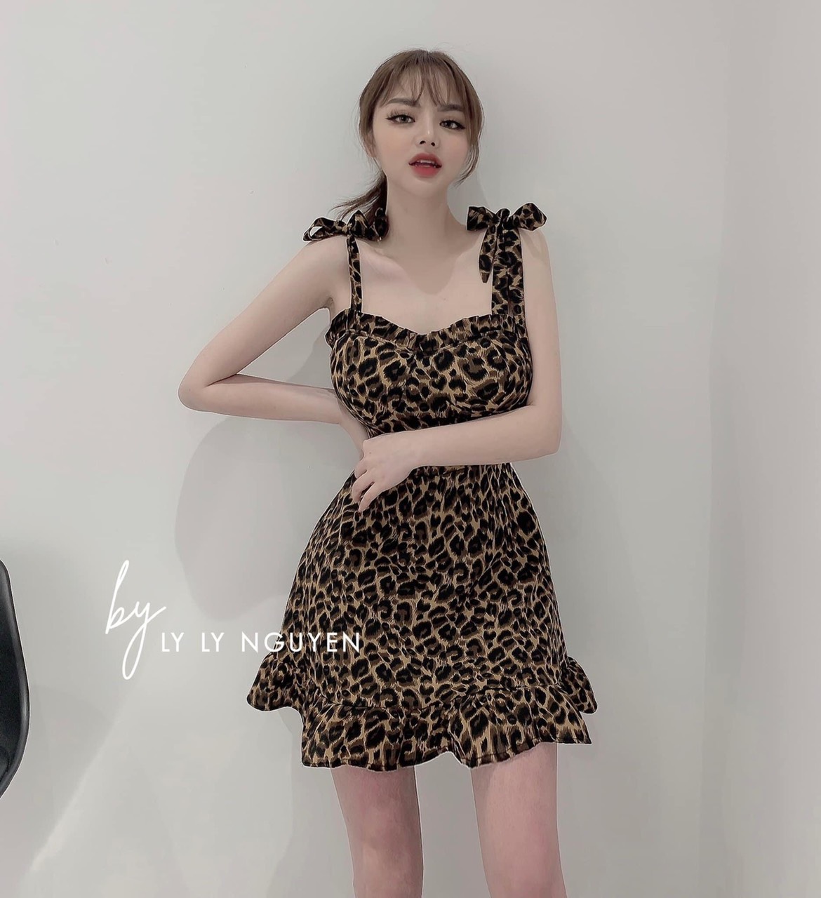 [SALE LỖ] ĐẦM HAI DÂY CỘT NƠ HỌA TIẾT DA BEO- ĐẦM NỮ CÁ TÍNH