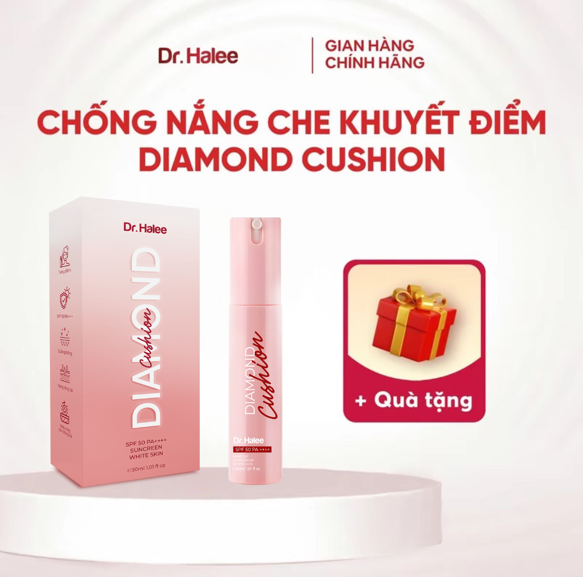 Kem Chống Nắng Che Khuyết Điểm - Diamond Cushion Dr.Halee Kem Nền Kiềm Dầu