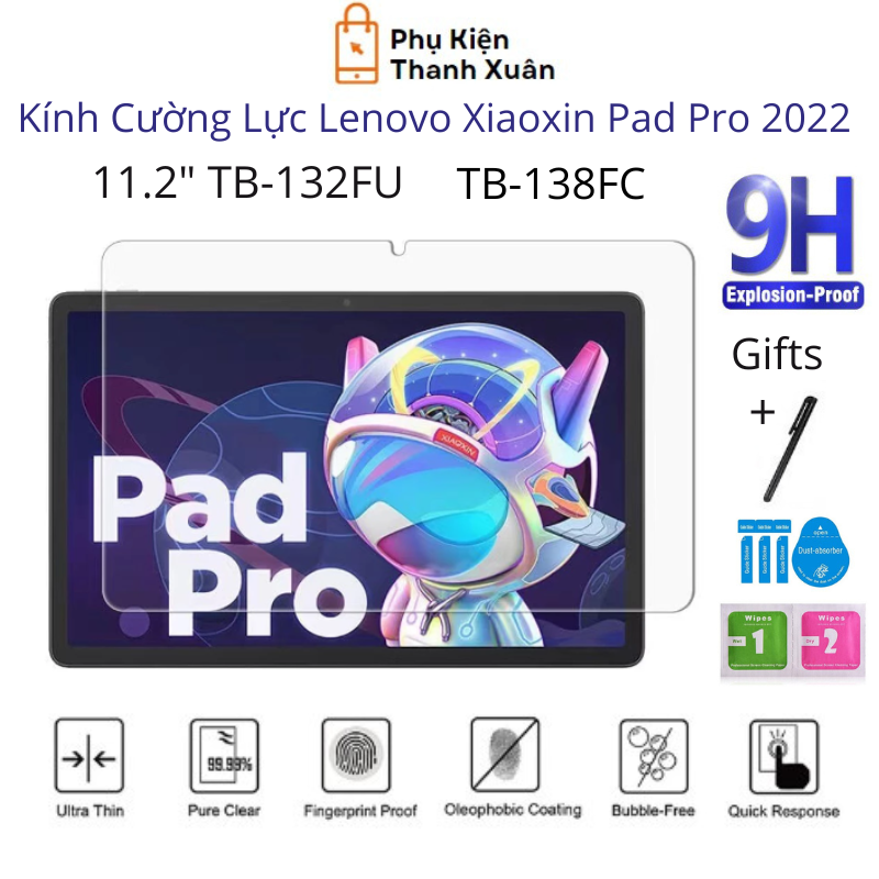 Kính cường lực Lenovo Xiaoxin Pad Pro 2022 11.2" | Độ cứng 9H, dày 0.3 mm | Có phụ kiện và quà tặng kèm