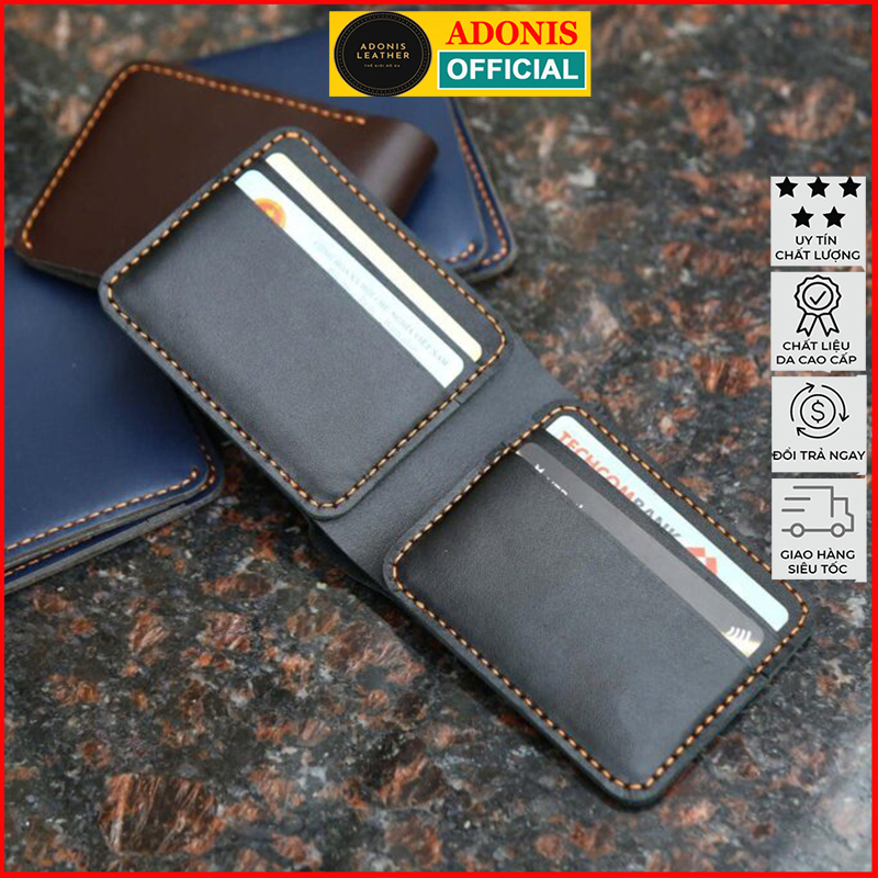 Ví nam mini ADO08, bóp nam nhỏ gọn, ví da nam thủ công làm từ da bò nhập khẩu nguyên tấm, bóp da dáng ngang siêu đẹp bảo hành da 6 tháng - Adonis Leather