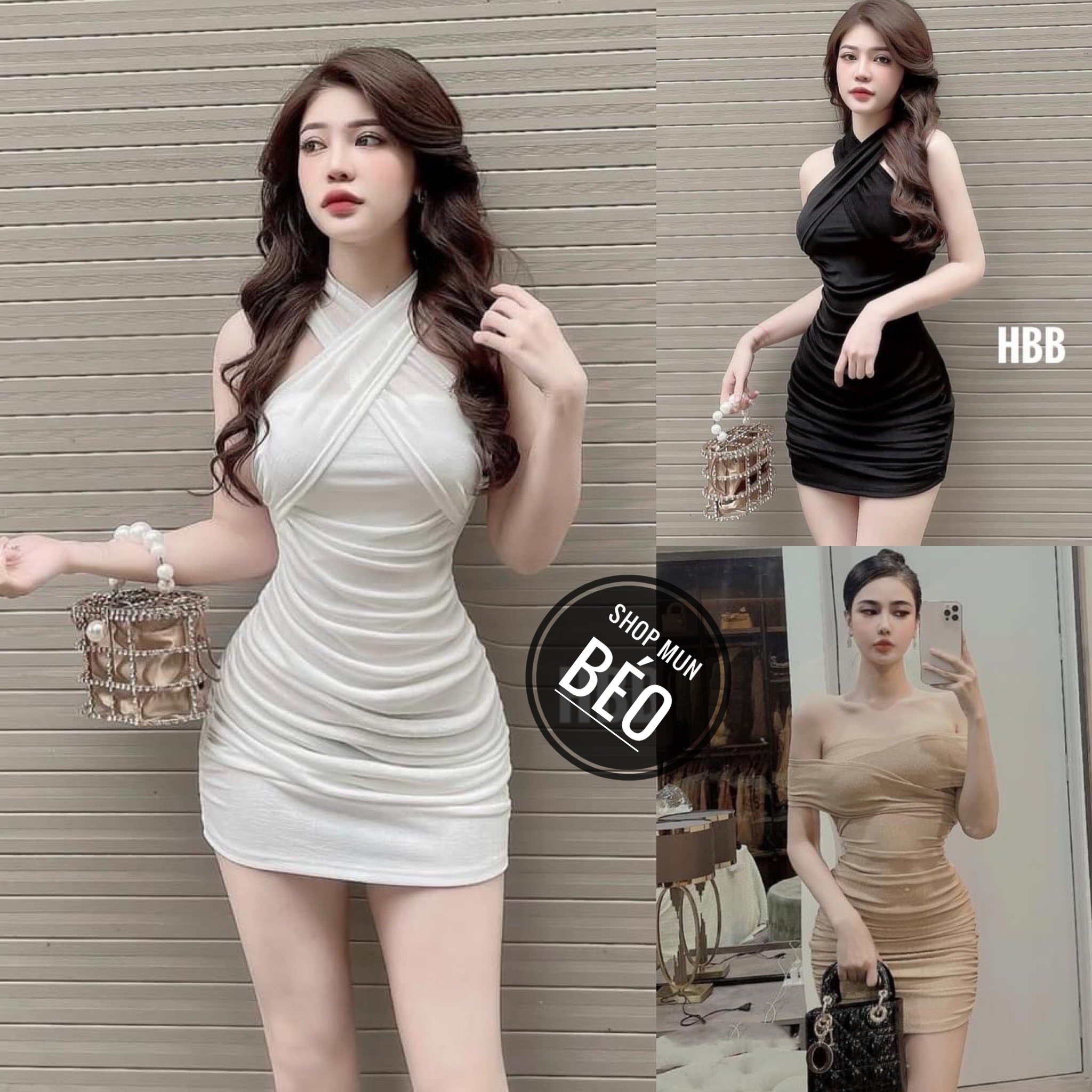 Đầm Body Nhún Dây Sườn Chéo Cổ Thun Lazzon Thích Hợp Mặc Đi Tiệc Đi Làm Đi Chơi Phù Hợp Với Mọi Phong Cách