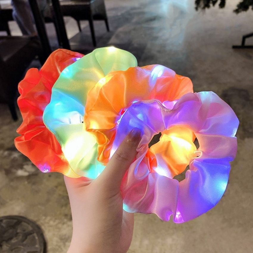 [HCM]Dây Buộc Tóc Phát Sáng Scrunchies Bằng Vải Cute Kiểu Hàn Quốc Có Đèn Led Phát Sáng Siêu Đẹp