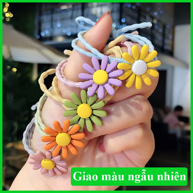[HCM]Dây cột tóc hoa cúc siêu xinh nhiều màu dây thun buộc tóc cho nữ Hàn Quốc hot trend (giao màu ngẫu nhiên)