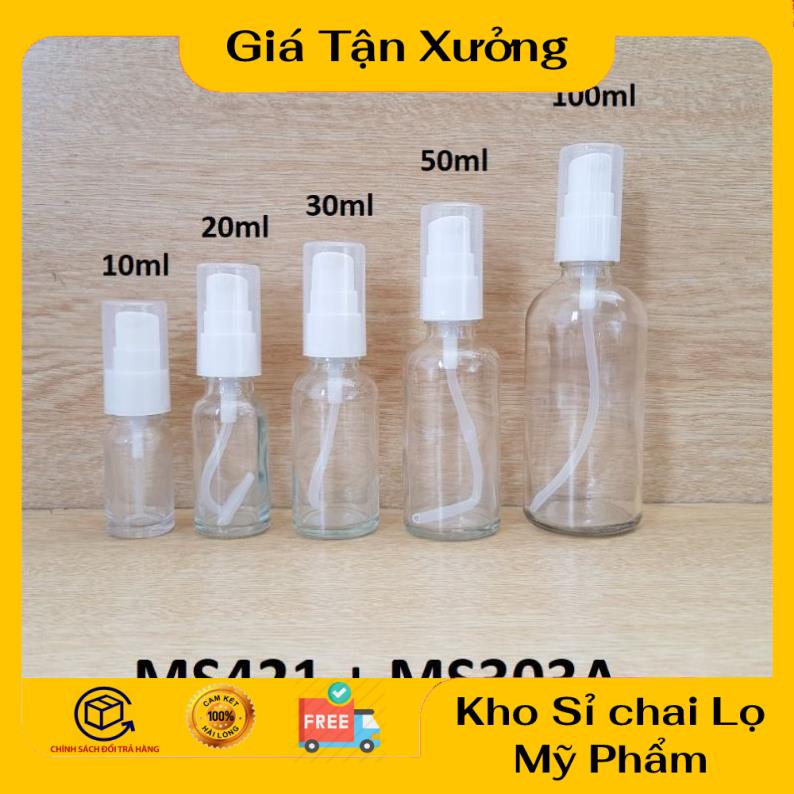 [Combo 3sp]  Chai thủy tinh xịt giọt 30ml/50ml/100ml chiết mỹ phẩm, dầu gội, sữa tắm, serum