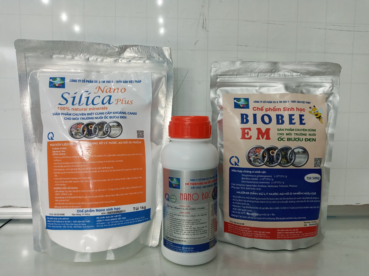 Combo bộ 3 sản phẩm :nano bạc, silica, men vi sinh biobee việt pháp