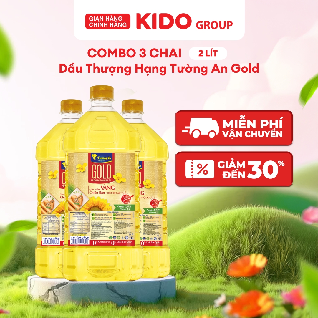 Combo 3 Chai Dầu Ăn Thượng Hạng Tường An Gold 2L