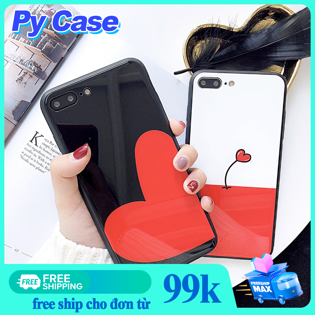 Ốp lưng iphone kính cường lực trái tim cho iphone 6 6s 7 8 7 plus 8 plus x xr xsmax 11 promax