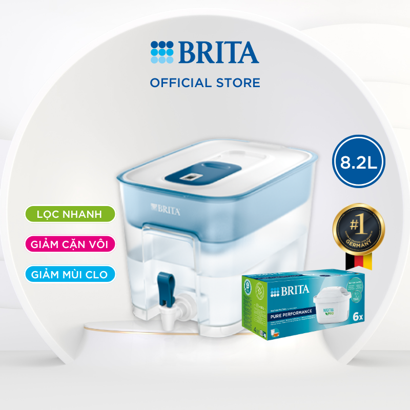 Combo bình lọc nước BRITA Flow 8.2L + Hộp 6 lõi lọc Maxtra Pro
