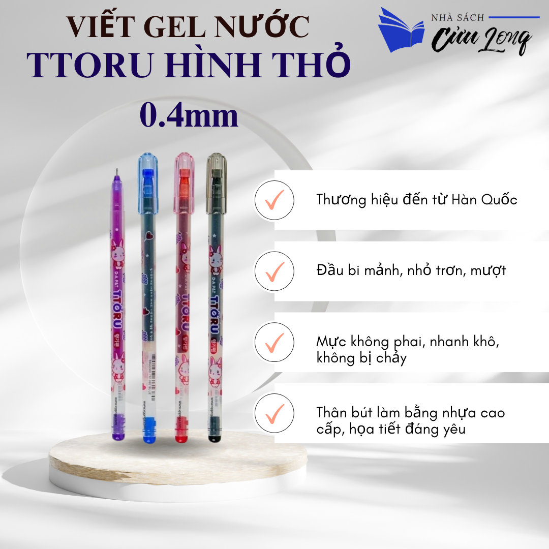 Bút viết mực gel DA P&T Ttoru 0.4mm (Sản xuất tại Hàn Quốc)