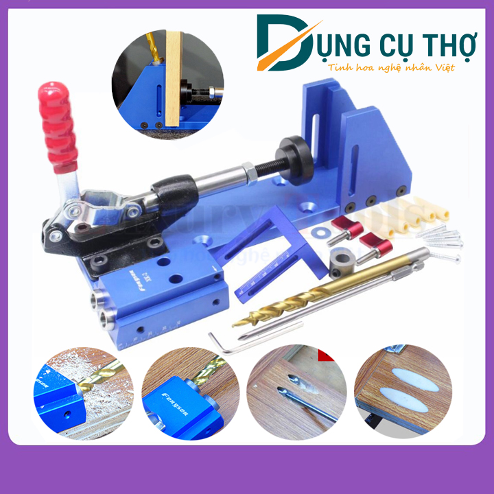 Bộ cữ khoan chéo gỗ,bộ cữ khoan xéo gỗ, cữ khoan ghép góc Đài Loan cao cấp làm từ chất liệu hợp kim nhôm bản đầy đủ