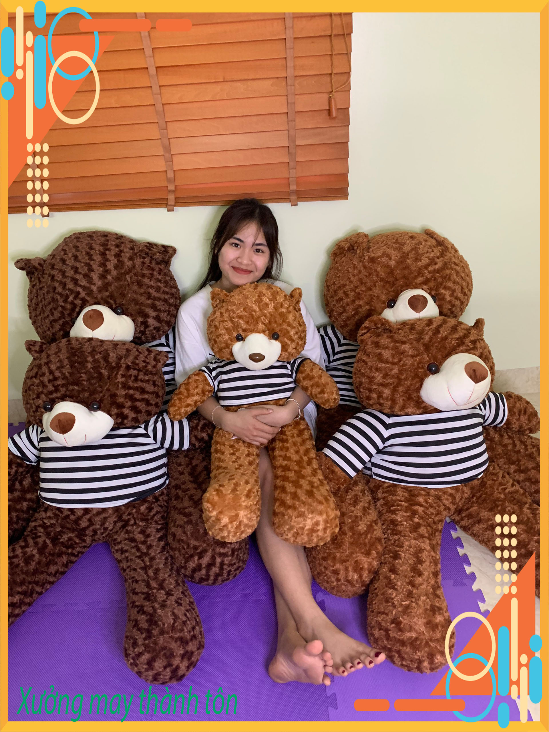 Gấu bông teddy 0,95m-1m1-1m3 gấu bông to, gối ôm hình thú teddy nâu bự khổng lồ siêu đáng yêu - gb04