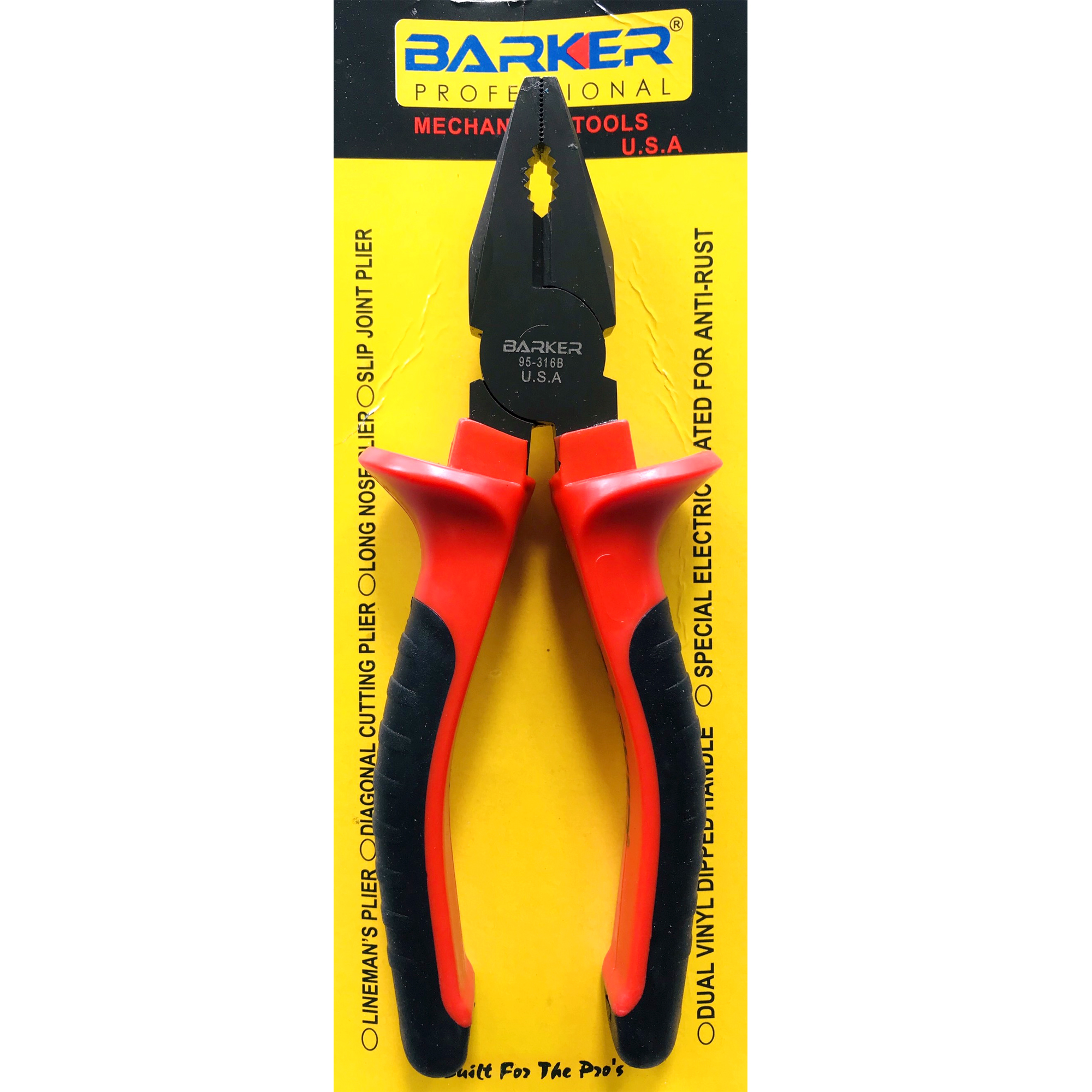 Kìm điện 6" đen đỏ barker