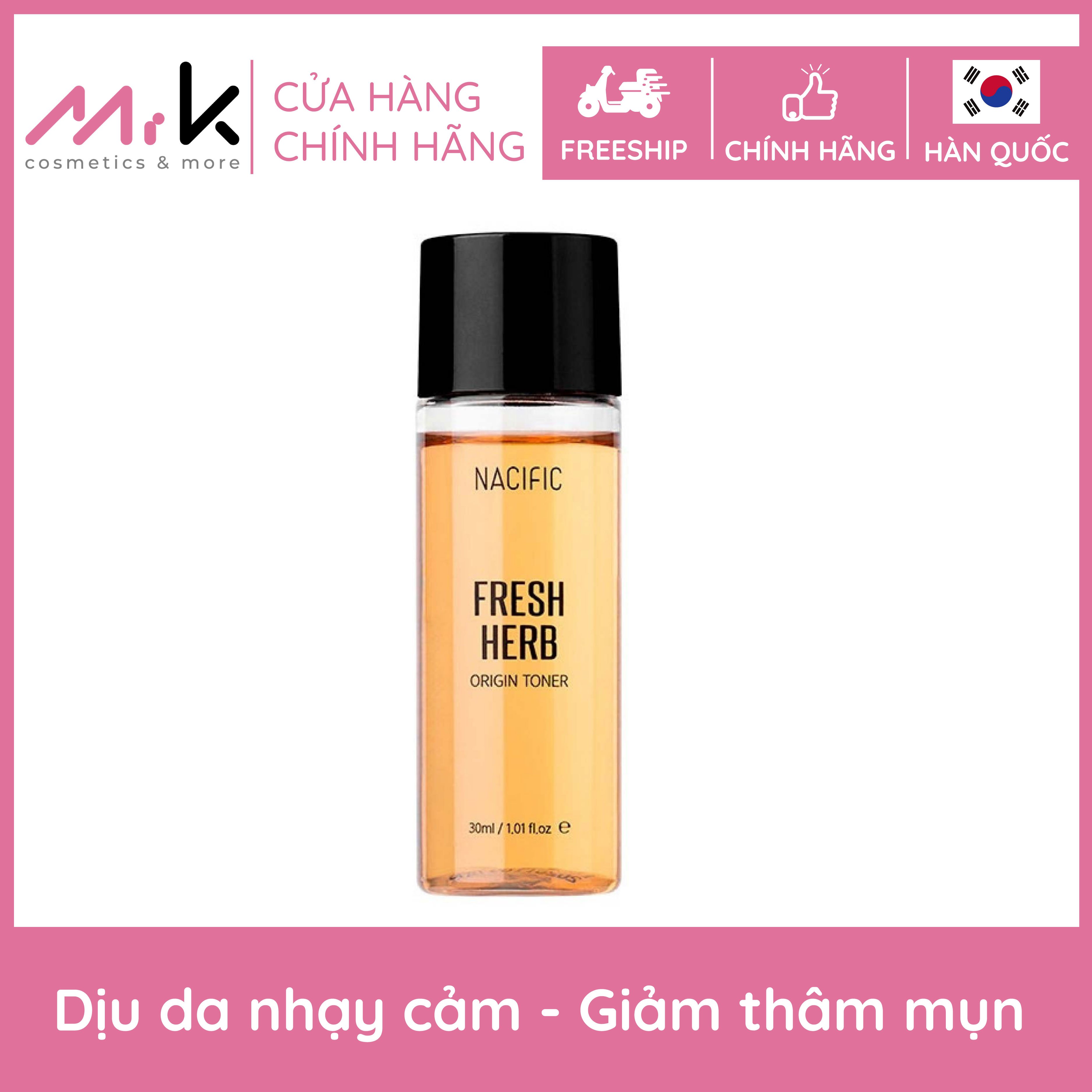 [Xả kho] Nước cân bằng mini Nacific Fresh Herb Origin Toner nhập khẩu chính hãng Hàn Quốc, dưỡng ẩm cho da nhạy cảm,không gây kích ứng 30ml