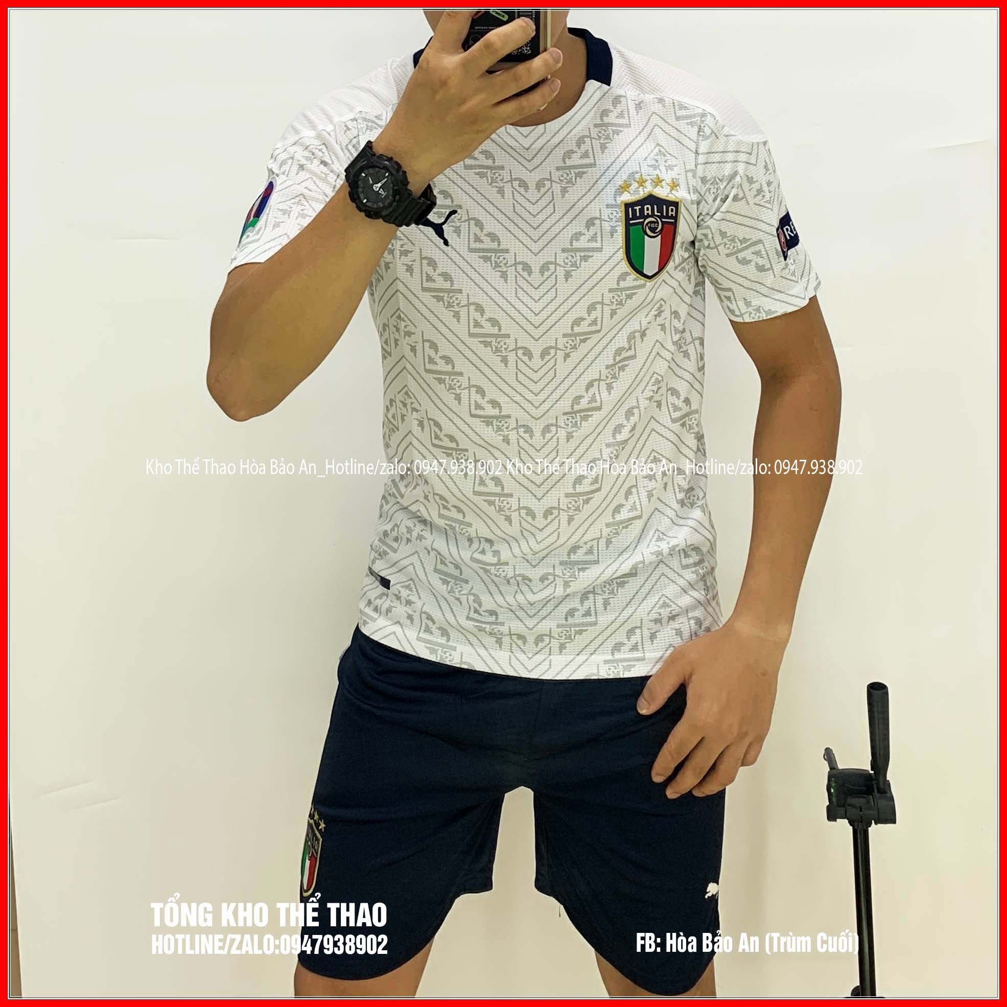 ÁO BÓNG ĐÁ ĐỘI TUYỂN Ý TRẮNG CAO CẤP SUPERFEK MÙA 2021