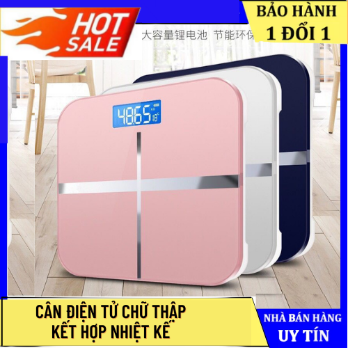 CÂN ĐIỆN TỬ CHỮ THẬP LOẠI ĐẸP GIAO MẪU NGẪU NHIÊN , CÂN ĐIỆN TỬ SỨC KHỎE . TÍCH HỢP NHIỆT KẾ  - MẶT KÍNH CƯỜNG LỰC - KIỂU DÁNG IPHONE - CÂN ĐIỆN TỬ IPHONE CHỮ THẬP SANG CHẢNH