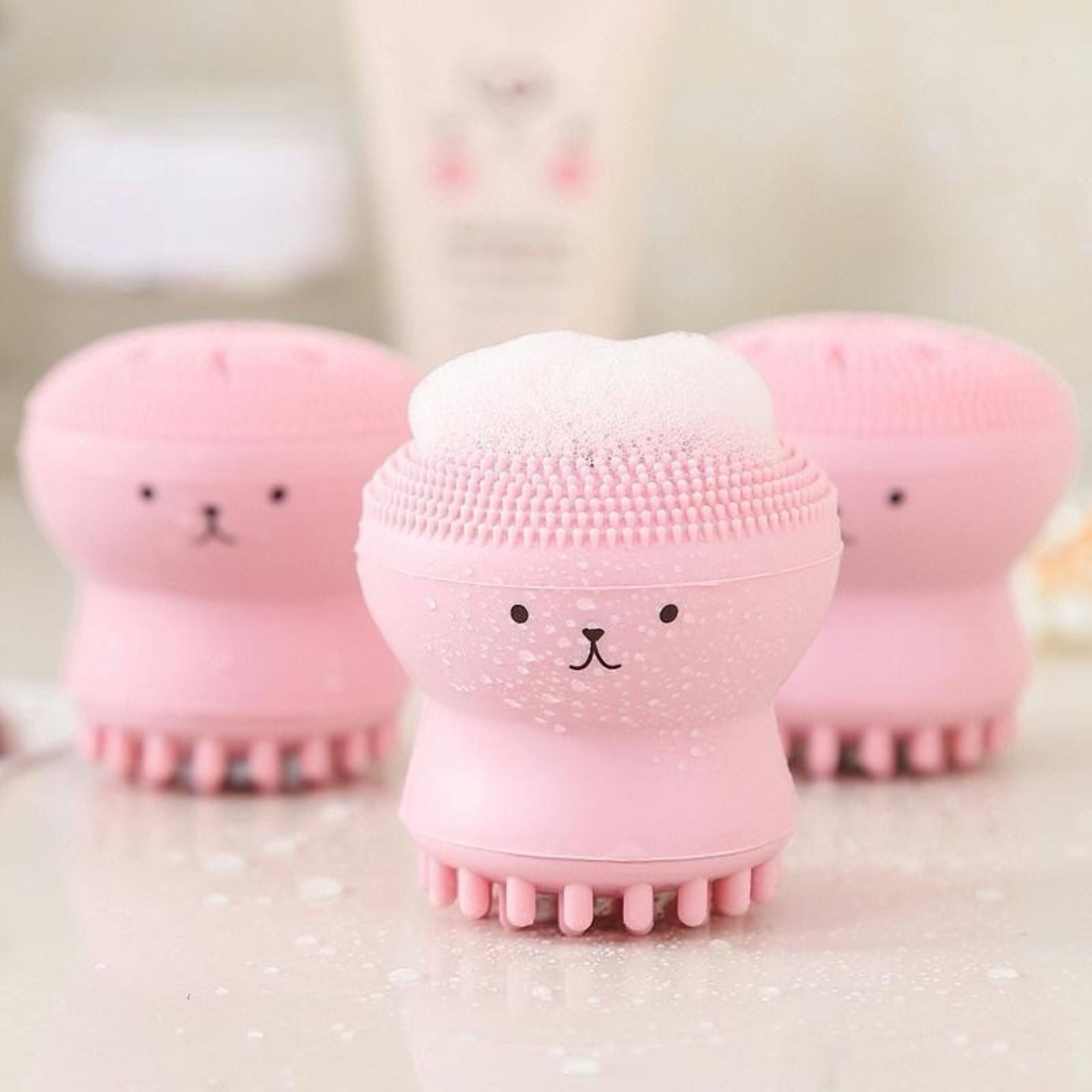 Cọ rửa mặt tạo bọt silicon hình bạch tuộc cute