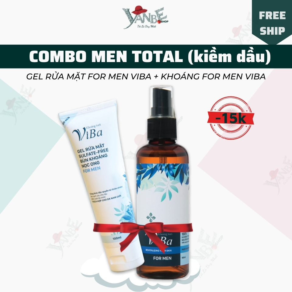 [KIỀM DẦU CHO NAM] COMBO MEN TOTAL làm sạch sâu, cung cấp đủ ẩm, kiềm dầu, thu nhỏ lỗ chân lông, da mụn, da dầu, nha nhạy cảm, da tổn thương, mọi loại da _Yanbe_shop