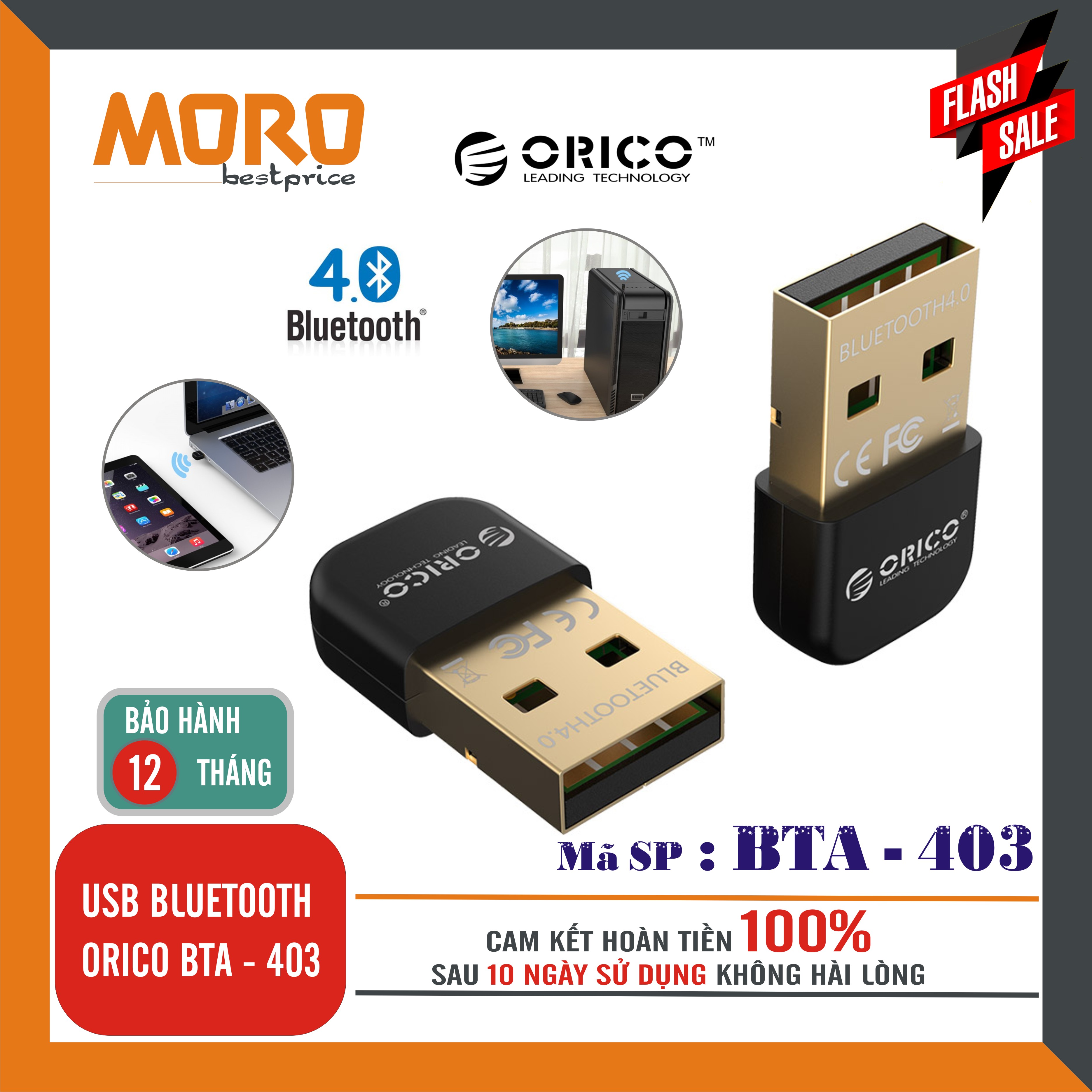 Thiết bị thu USB BLUETOOTH ORICO BTA-403 - Hàng nhập khẩu