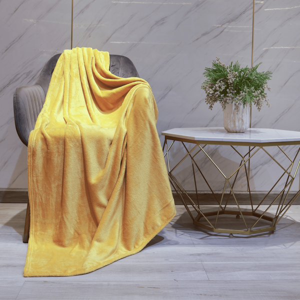Chăn tuyết nhung /Mền tuyết Nin House siêu mềm mịn màu vàng - Apricot Yellow Light
