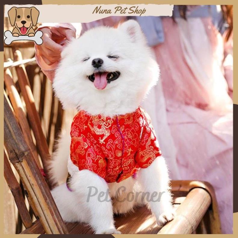 Quần áo Tết cho chó mèo, áo dài vải gấm cho thú cưng 💖