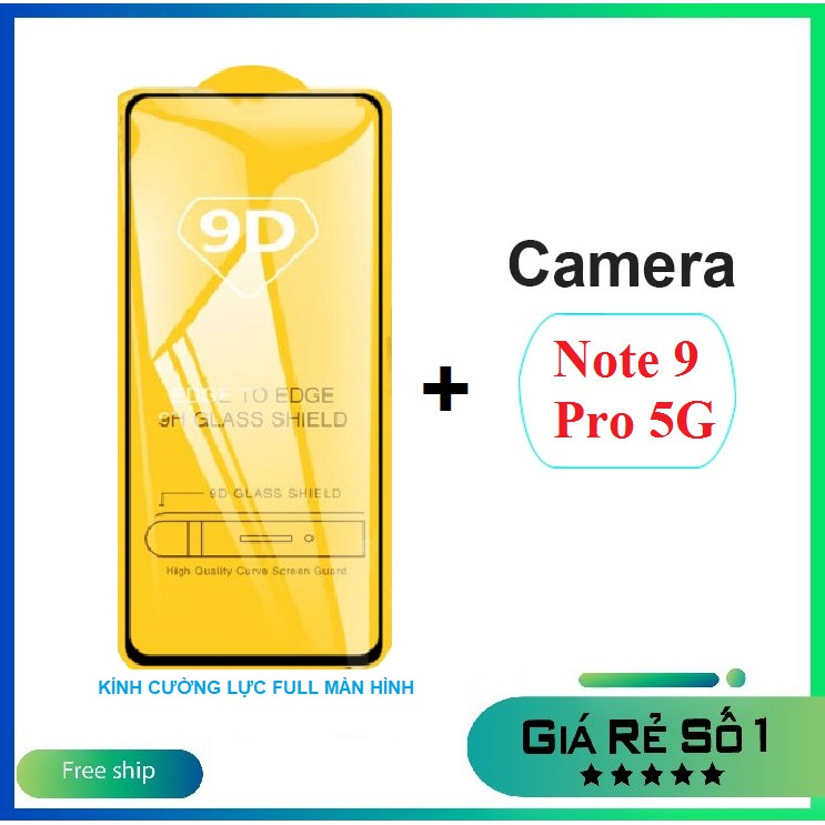 Xiaomi Redmi Note 9 Pro 5G - COMBO Kính cường lực full màn hình + dán bảo vệ camera chống trầy xước bụi bẩn