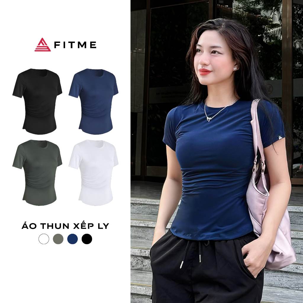 Áo thun thể thao nữ Fitme Simple tập gym yoga tay ngắn xếp ly chiết eo co giãn 4 chiều thấm hút mồ hôi tốt ATXL01